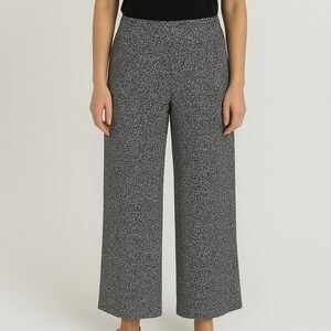 NWT LOFT Wide Leg Black and White Patterned Pull On Pants